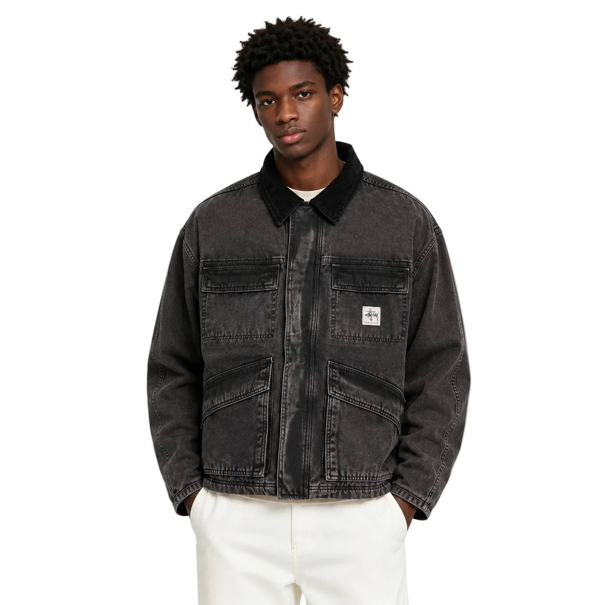 Stussy Washed Canvas Shop Jacket Black