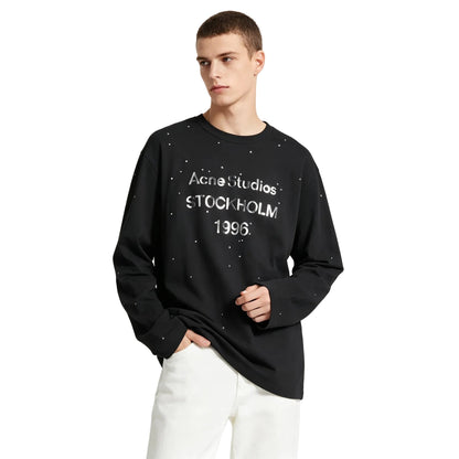 ACNE STUDIOS EDDEN RHINESTONE LONG SLEEVE TOP Black