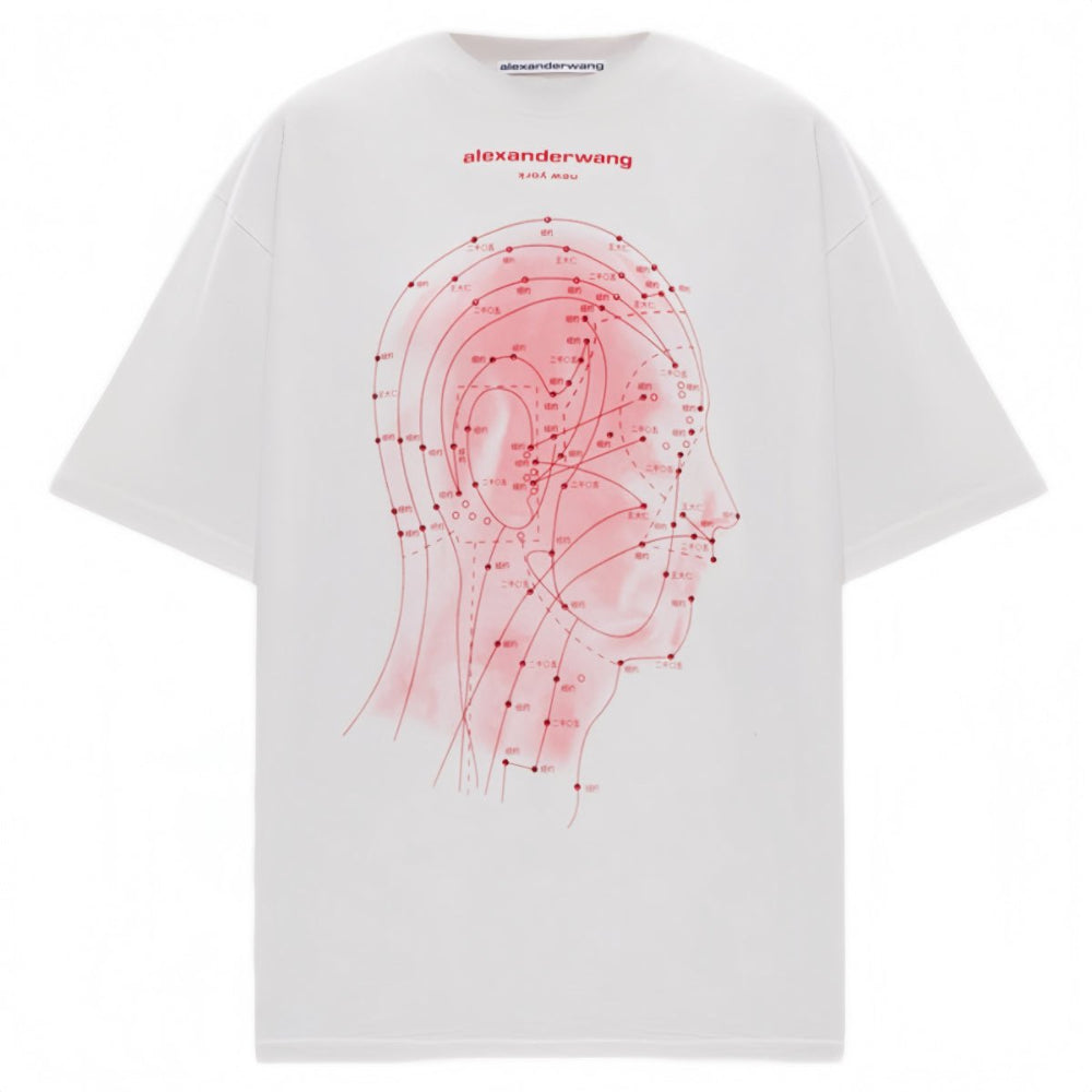 Alexander Wang Eastern Medicine Graphic Short Sleeve TShirt Ash White