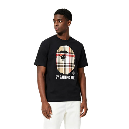 BAPE A Bathing Ape Check by Bathing Tee Black Beige
