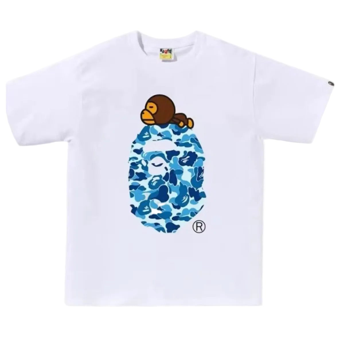 Bape ABC Camo Milo On Big Ape Tee FW25 White Blue