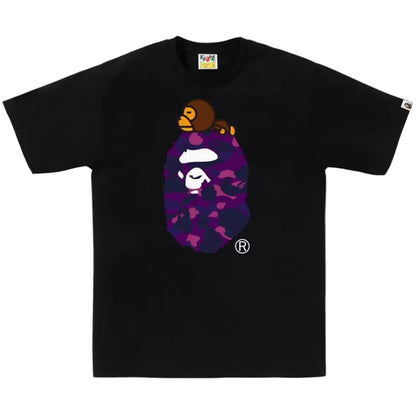 Bape Color Camo Milo On Big Ape Tee Black Purple