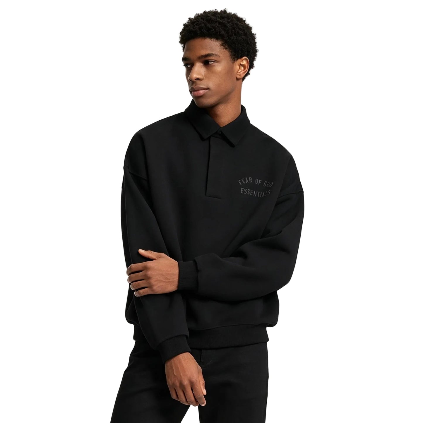 Fear of God Essentials Fleece Polo Black