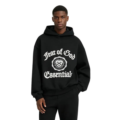 Fear of God Essentials Heavy Fleece Vintage Shrunken Hoodie Black