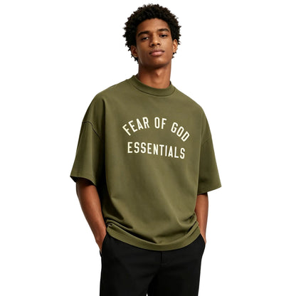 Fear of God Essentials Jersey Crewneck Tee Military