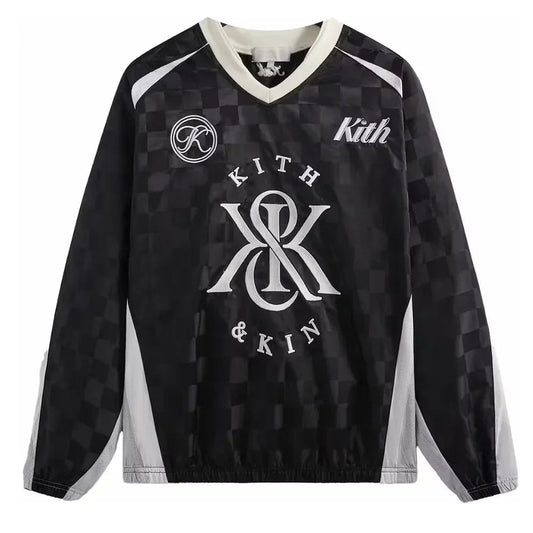 Kith Checkered Satin Dayton Combo Pullover Black