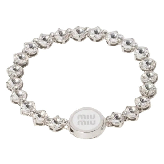 MIU MIU Metal Bracelet with Crystals Silver
