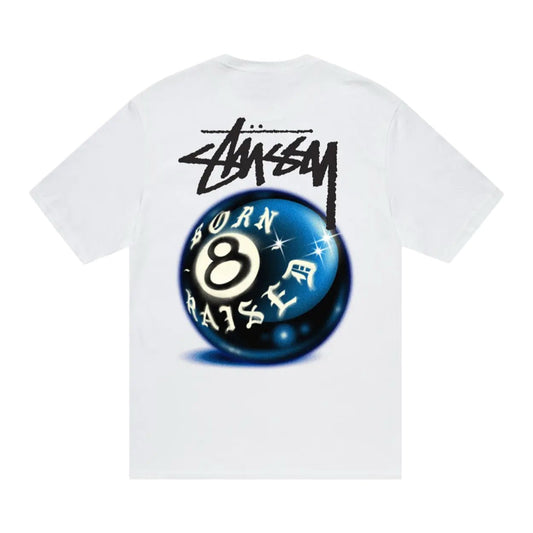 Stussy Born X Raised 8 Ball Tee White